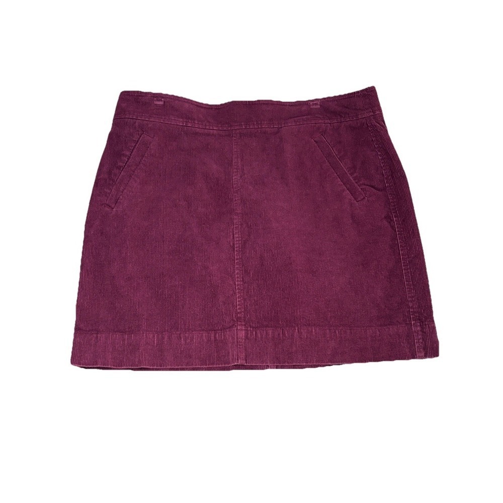 LOFT Petite 12P Berry Corduroy Skirt A Line Knee Length Stretch Wine Color